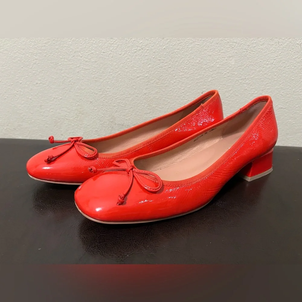 Anthropologie Bibi Lou Heeled Ballet Pumps Red 41 EU 10 US - Picture 8 of 16